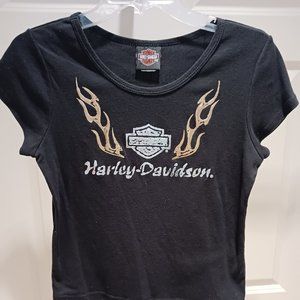 Harley-Davidson Ladies Large T-shirt with Raised Shiny Copper Flames
